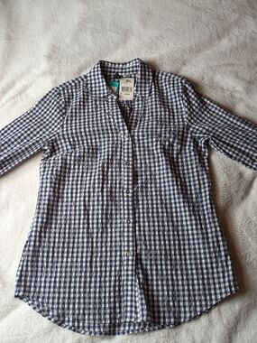 Kut from the Kloth Blue and White Gingham Button-Down Shirt